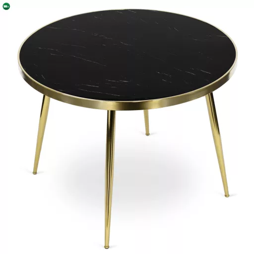 Üveg étkezőasztal 100 cm méretben, fekete/arany színben TINGA