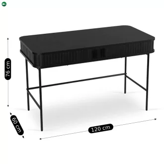 Íróasztal 120 cm, bordázott fekete kivitelben TRISH