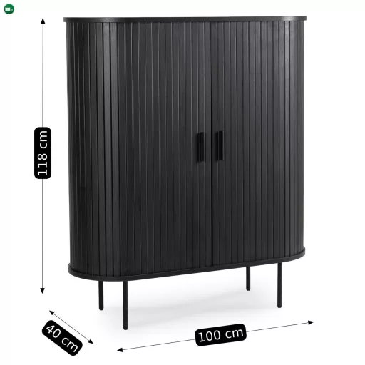 Kétajtós tolóajtós komód 100 cm, fekete színben TRISH