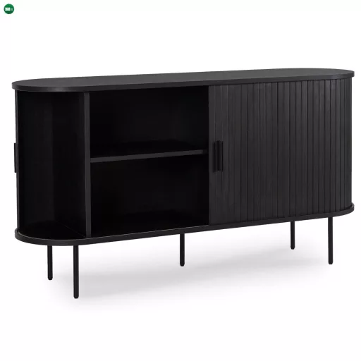 Kétajtós tolóajtós komód 140 cm, fekete színben TRISH