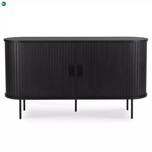 Kétajtós tolóajtós komód 140 cm, fekete színben TRISH