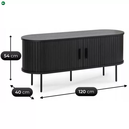 TV Állvány Fekete színben. 2 ajtós. TRISH 120 cm