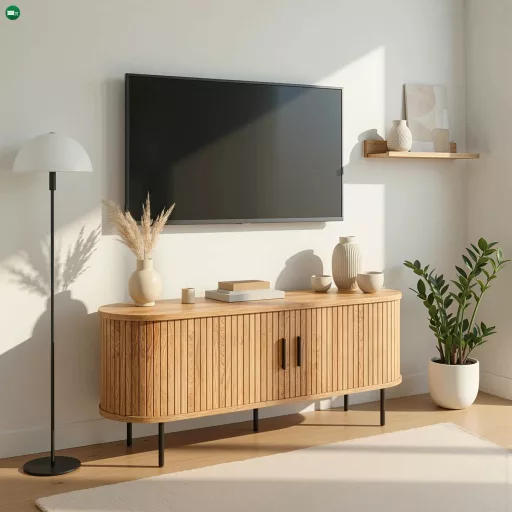 TV szekrény 120 cm kétajtós kivitelben tölgy színben - TRISH