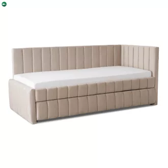 VILLEMO 90x200 bézs bársony ágy