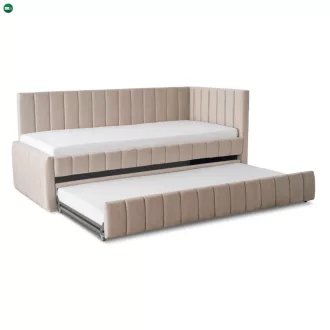 VILLEMO 90x200 bézs bársony ágy