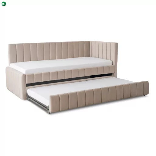 VILLEMO 90x200 bézs bársony ágy
