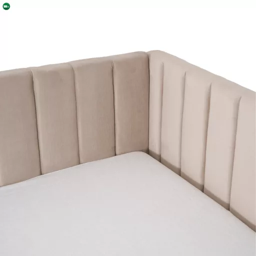 VILLEMO 90x200 bézs bársony ágy