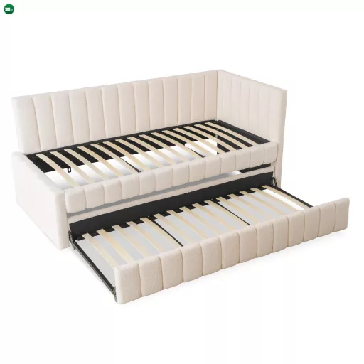 VILLEMO 90x200 krém bouclé ágy