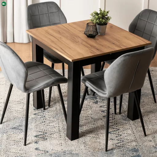 Bővíthető étkezőasztal 80–200 cm Craft tölgy / fekete színkombinációban – BEN
