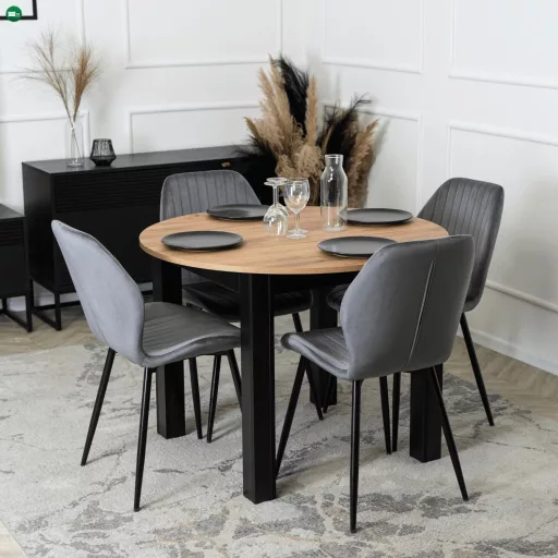 Bővíthető étkezőasztal 102–142 cm Craft tölgy / fekete színkombinációban – HARRY