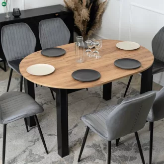   Bővíthető étkezőasztal 102–142 cm Craft tölgy / fekete színkombinációban – HARRY