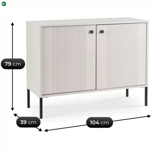 Kétajtós komód 104 cm kasmír színben bordázott fronttal – SOFT