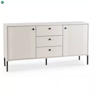   Kétajtós komód fiókokkal 154 cm kasmír színben bordázott fronttal – SOFT