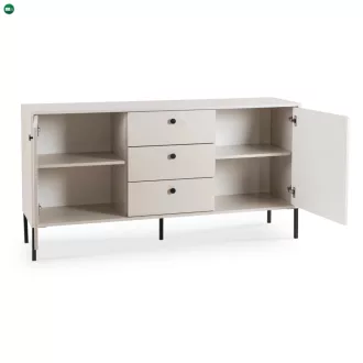   Kétajtós komód fiókokkal 154 cm kasmír színben bordázott fronttal – SOFT