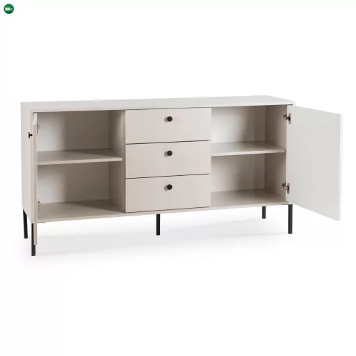 Kétajtós komód fiókokkal 154 cm kasmír színben bordázott fronttal – SOFT