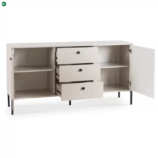 Kétajtós komód fiókokkal 154 cm kasmír színben bordázott fronttal – SOFT