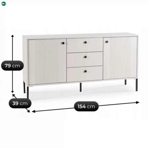 Kétajtós komód fiókokkal 154 cm kasmír színben bordázott fronttal – SOFT