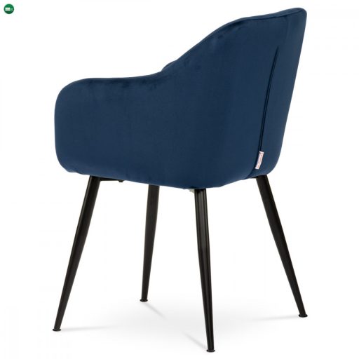 Modern Bársony Karosszék / Étkezőfotel Kék Színben Fém Lábbal Pika