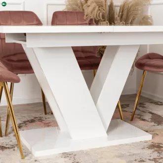   Bővíthető étkezőasztal 120–160 cm fehér magasfényű kivitelben - CLARK