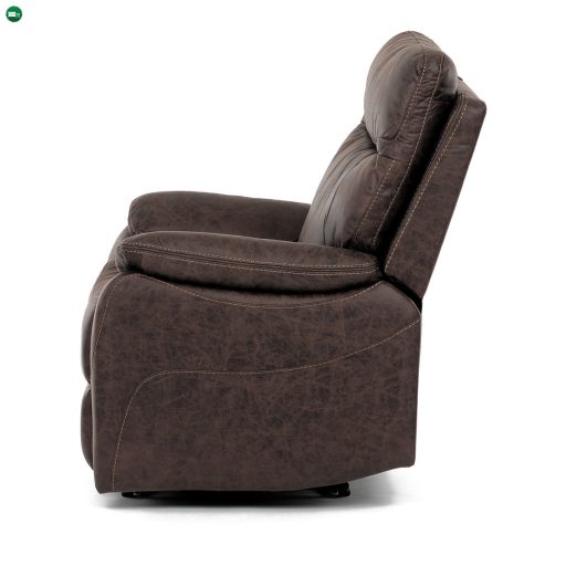 TV és relaxációs Fotel kézi vezérléssel, barna szövettel borítva, vintage dekorációval