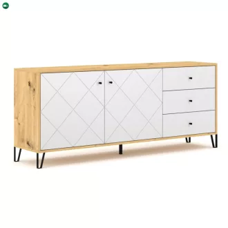   Komód 183 cm, artisan tölgy/fehér színkombinációban BACARDI