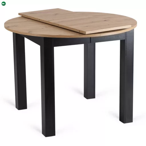 Kihúzható étkezőasztal 102–142 cm méretben, artisan tölgy/fekete színben HARRY