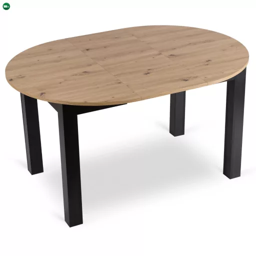 Kihúzható étkezőasztal 102–142 cm méretben, artisan tölgy/fekete színben HARRY