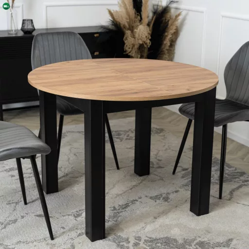 Kihúzható étkezőasztal 102–142 cm méretben, craft tölgy/fekete színben HARRY