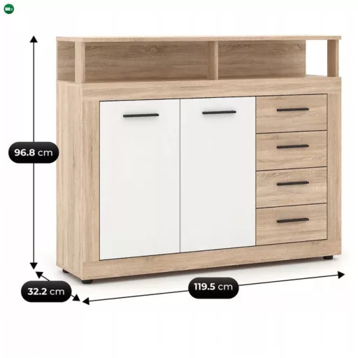 BLAGO MIDI A komód 119,5 cm, sonoma tölgy/fehér