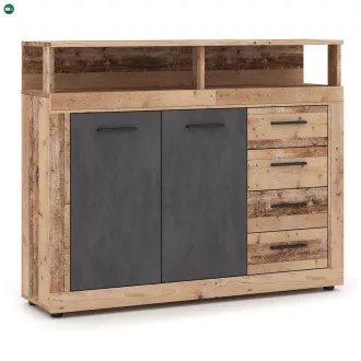 BLAGO MIDI A komód 119,6 cm, natúr tölgy/fekete