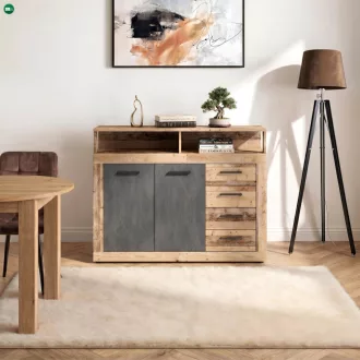 BLAGO MIDI A komód 119,6 cm, natúr tölgy/fekete