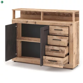 BLAGO MIDI A komód 119,6 cm, natúr tölgy/fekete