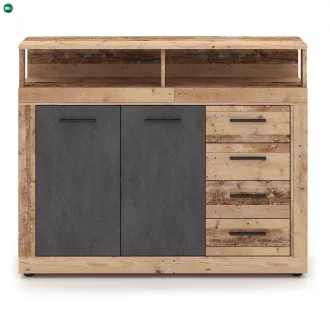 BLAGO MIDI A komód 119,6 cm, natúr tölgy/fekete