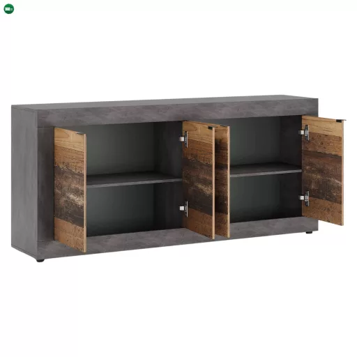 BLAGO komód 180 cm, sötét tölgy/fekete