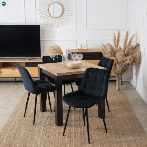 Kihúzható étkezőasztal 80–160 cm méretben, craft tölgy/fekete színben MAX