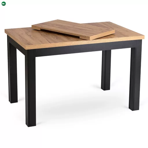 Bővíthető Étkezőastal 120-160 cm Kézműves tölgy/Fekete színben. Skubi