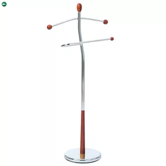   82646 Barna szobainas, tömör fa és krómozott fém. Teherbírás 6 kg.