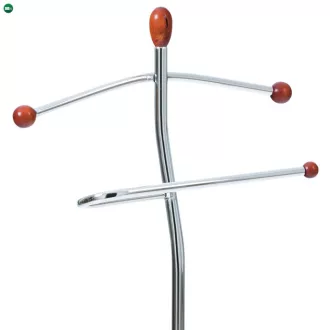   82646 Barna szobainas, tömör fa és krómozott fém. Teherbírás 6 kg.