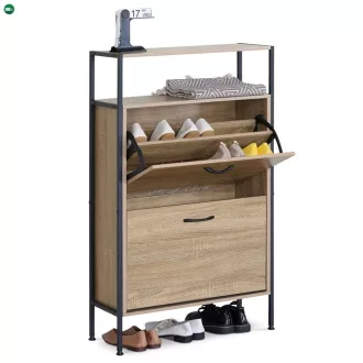 Cipősszekrény, 2 rekeszes, tölgy dekor, MDF