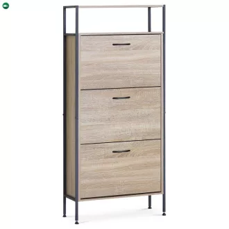 Cipősszekrény, 3 rekeszes, tölgy dekor, MDF