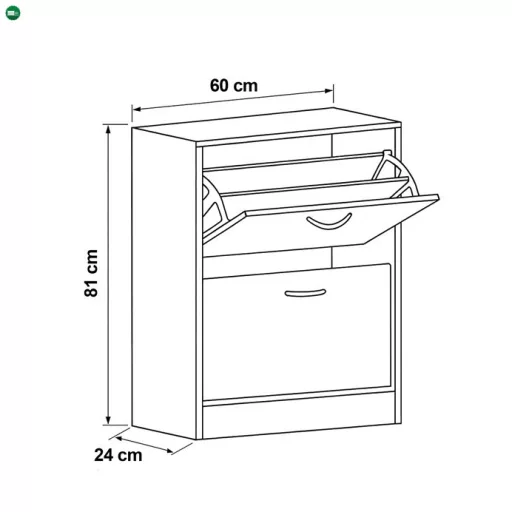Cipőtartó (cipősszekrény), MDF, barna, ABO-G1014 OAK