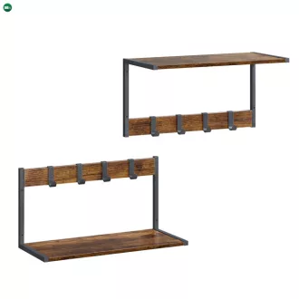   2 db fali polc szett, MDF + fém, öreg tölgy/fekete színben, 50×24×27 cm – ABP-E1083 WT