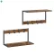 2 db fali polc szett, MDF + fém, öreg tölgy/fekete színben, 50×24×27 cm – ABP-E1083 WT