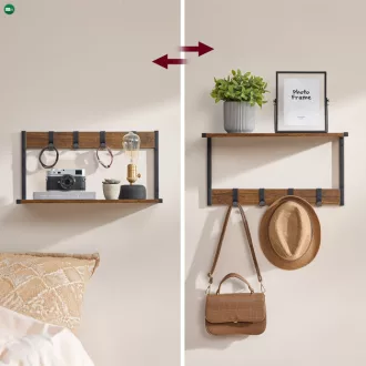   2 db fali polc szett, MDF + fém, öreg tölgy/fekete színben, 50×24×27 cm – ABP-E1083 WT