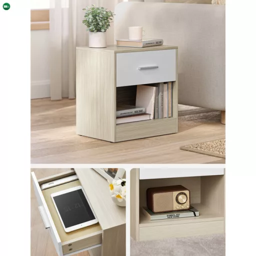 Éjjeliszekrény 39x28cm, mdf, Fehérített Tölgy, ANT-E1081 BUK