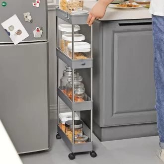 Gurulós tárolókocsi, műanyag, szürke, APV-E1008 GREY
