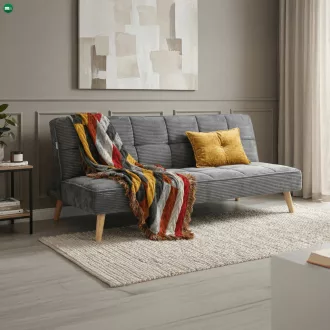   Háromszemélyes kihúzható kanapé, szürke, kordbársony szövet, ASB-C3030 GREY6