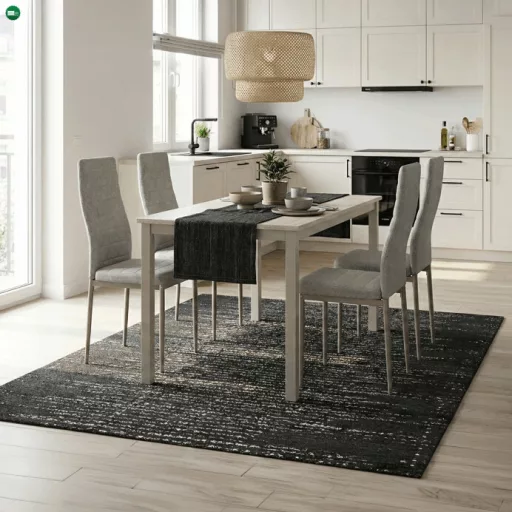 4 személyes étkezőszett szürke székekkel, krémszínű asztallal, asztal méret: 110x70x75cm, ASE-1039 CRM2