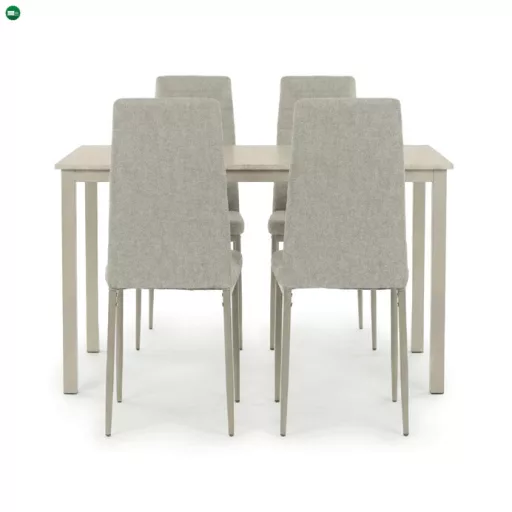 4 személyes étkezőszett szürke székekkel, krémszínű asztallal, asztal méret: 110x70x75cm, ASE-1039 CRM2
