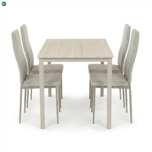 4 személyes étkezőszett szürke székekkel, krémszínű asztallal, asztal méret: 110x70x75cm, ASE-1039 CRM2